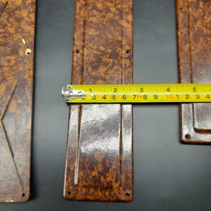 Set Of 3 Original 1930s Door Finger Plates Walnut Brown Bakelite 6.5 X 29 Cm image 6