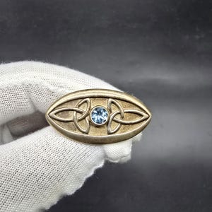vintage scottish sterling silver celtic brooch renee mackintosh style by historic origins stone set oval shape 39mm long silver blue
