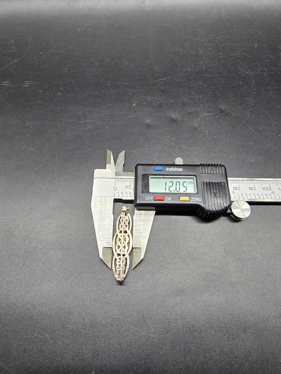 vintage solid silver bar brooch celtic weave celt… - image 8