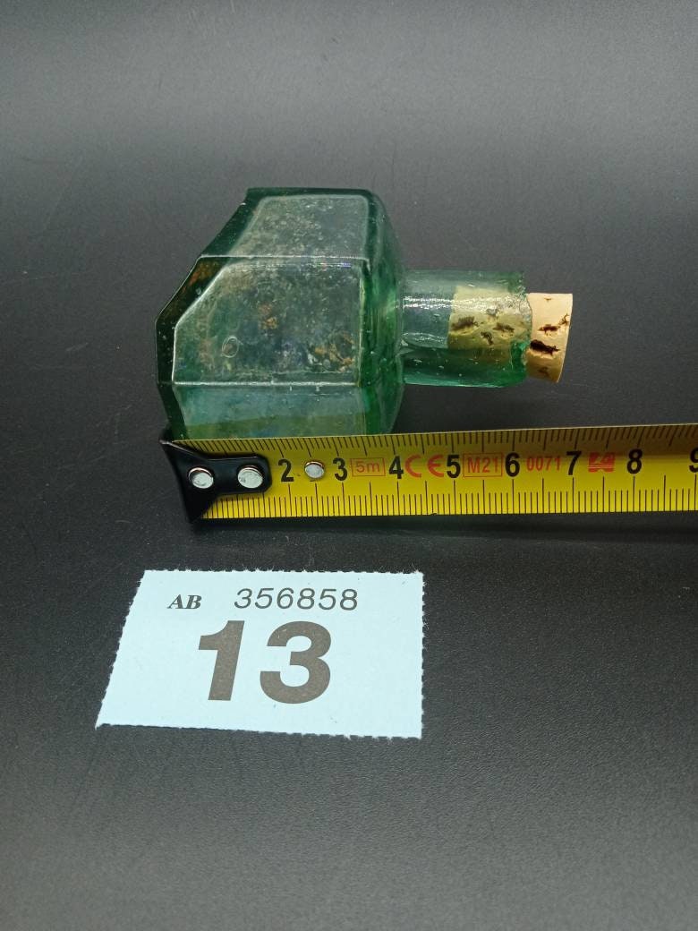 Antique Tipper Ink Bottle Light Blue Glass Octagonal Burst Lip Etsy