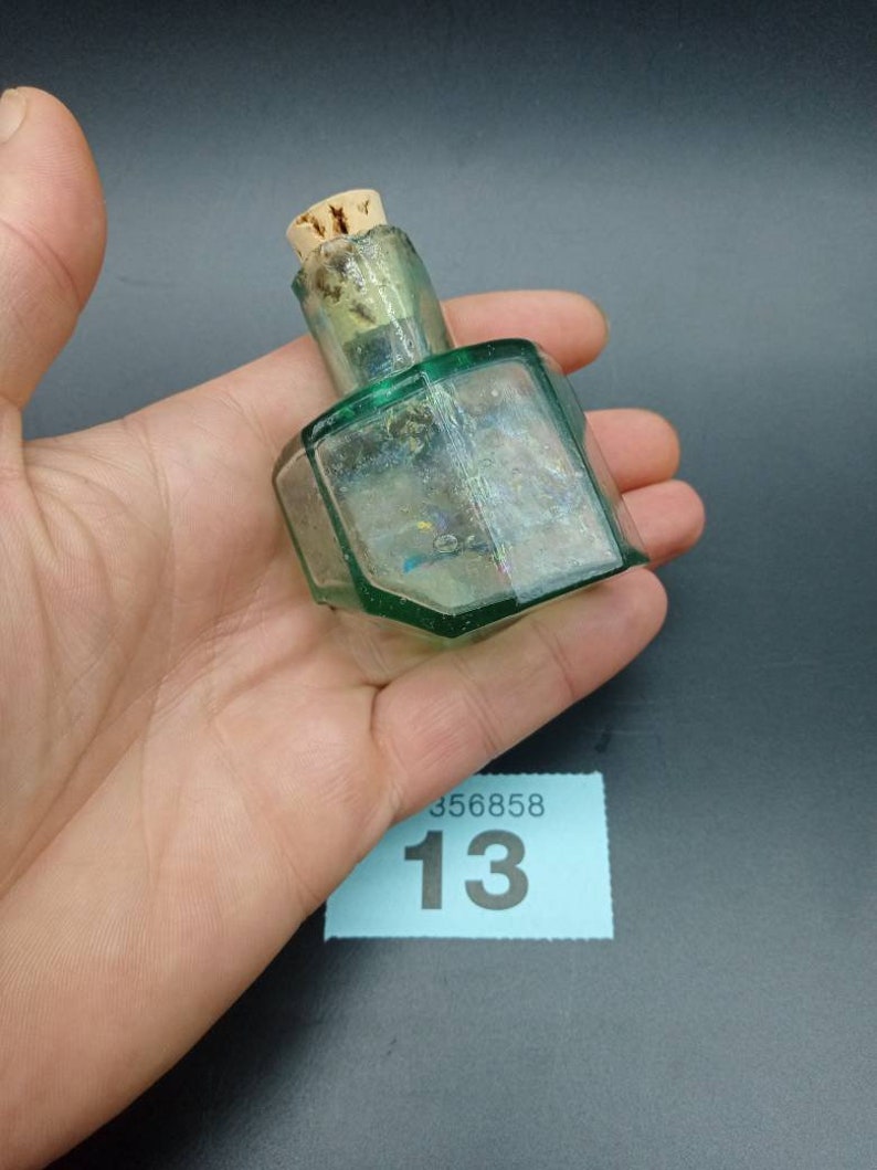 Antique Tipper Ink Bottle Light Blue Glass Octagonal Burst Lip Etsy