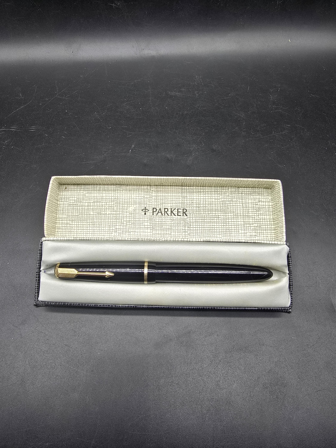 Vintage Parker Junior Fountain Pen Black Gold 14 Carat Gold Nib Boxed C ...
