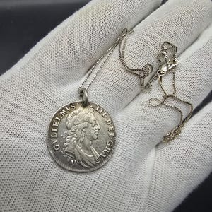 Moneda de plata esterlina de la Casa de la Moneda de York, chelín de 1697, del rey Guillermo III, grabada en alta calidad, siglo XVIII, símbolo de amor, collar, símbolo de boda, joyería.