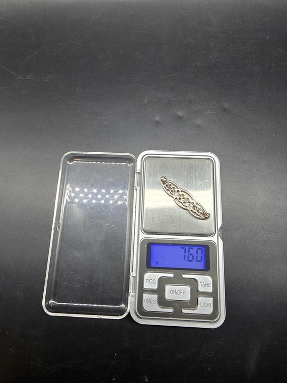 vintage solid silver bar brooch celtic weave celt… - image 9