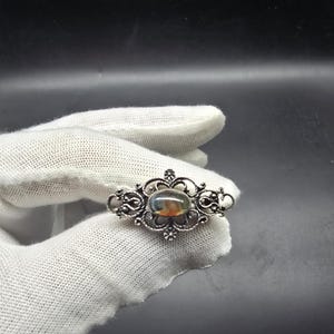 vintage scottish sterling silver and lace agate brooch 33.28mm long sulver moss agate