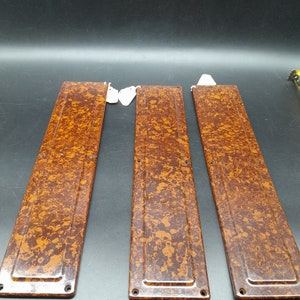 Set Of 3 Original 1930s Door Finger Plates Walnut Brown Bakelite 6.5 X 29 Cm image 1