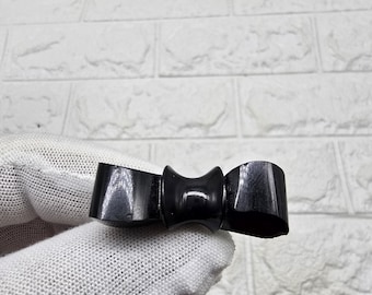 Victorian whitby jet mourning brooch bow design black 37.64mm long