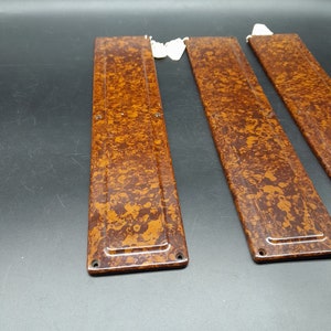 Set Of 3 Original 1930s Door Finger Plates Walnut Brown Bakelite 6.5 X 29 Cm image 3