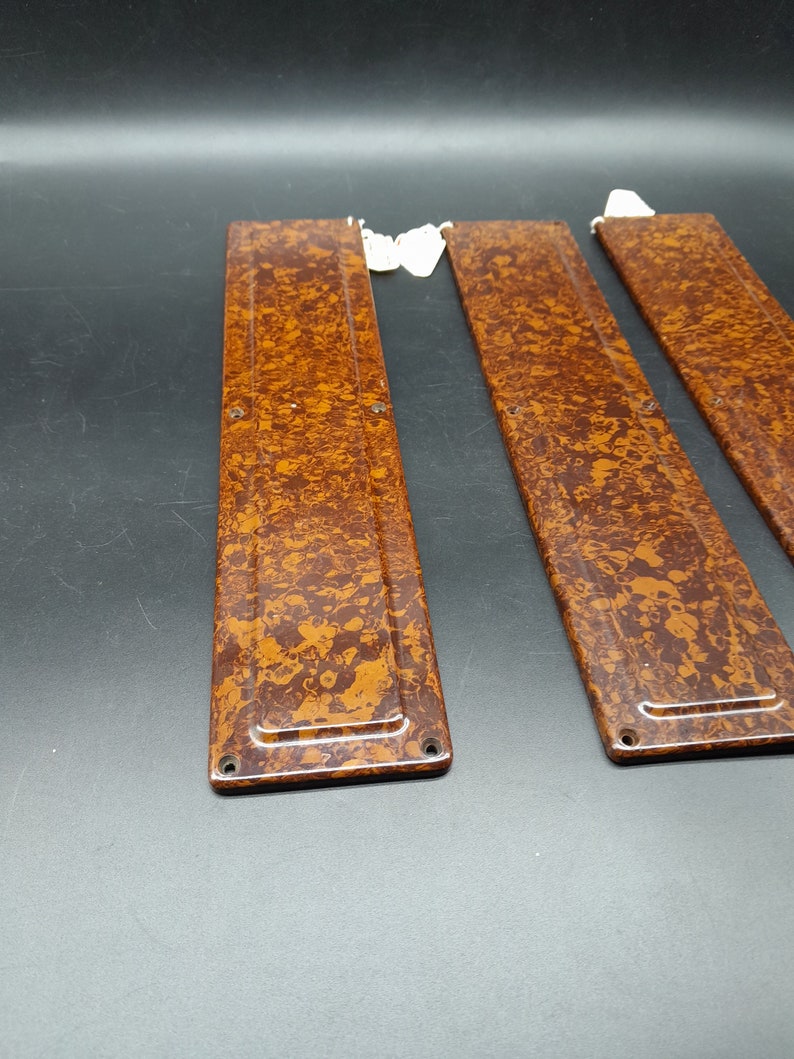 Set Of 3 Original 1930s Door Finger Plates Walnut Brown Bakelite 6.5 X 29 Cm image 3