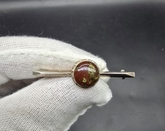 1920s sterling silver and scottish agate bar brooch red brown silver 44.79 mm long art deco brooch
