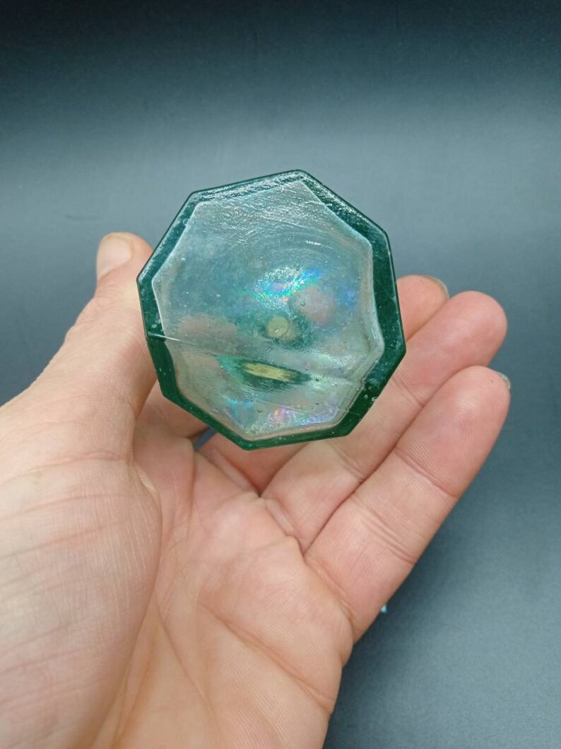 Antique Tipper Ink Bottle Light Blue Glass Octagonal Burst Lip Etsy