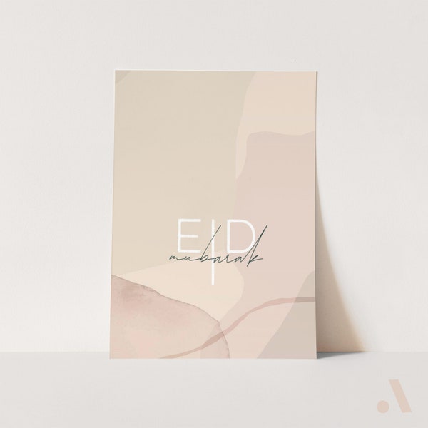 Minimalist Eid Mubarak & Gift Tag Bundle Template, Editable 5x7 Greeting Card, modern eid, eid gift, ramadan, #007
