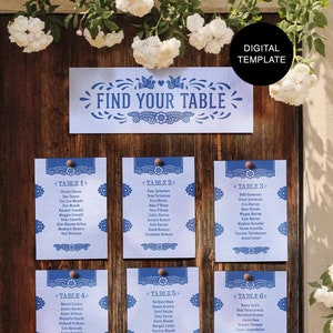 Papel Picado Seating Chart Template | Digital Seating Chart Template | Editable Seating Chart for Mexican Theme Weddings & Quinceañeras