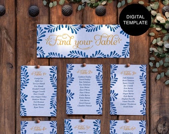 de plan de table Talavera | Modèle de plan de salle | Plan de salle modifiable pour les mariages à thème mexicain, les quinceañeras et les fiestas