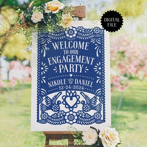 Personalized Mexican Wedding Digital Welcome Sign | Custom Papel Picado Digital Printable | Mexican Wedding Decor for Mexican Theme Weddings