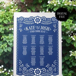Personalized Mexican Wedding Seating Chart | Custom Papel Picado Digital Printable Chart | Digital Seating Chart for Mexican Theme Weddings