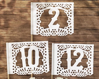 Papel Picado Table Number Flags - Papel Picado Suite -