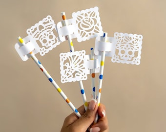 Mini Papel Picado Flags / Straw Flags / Papel Picado Decor