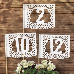 Papel Picado Table Number Flags - Papel Picado Suite -