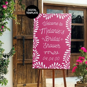 Talavera Welcome Sign Template | Mexican Bridal Shower Sign Printable | DIY Editable Wedding Fiesta Decor | Viva la Novia Bridal Shower
