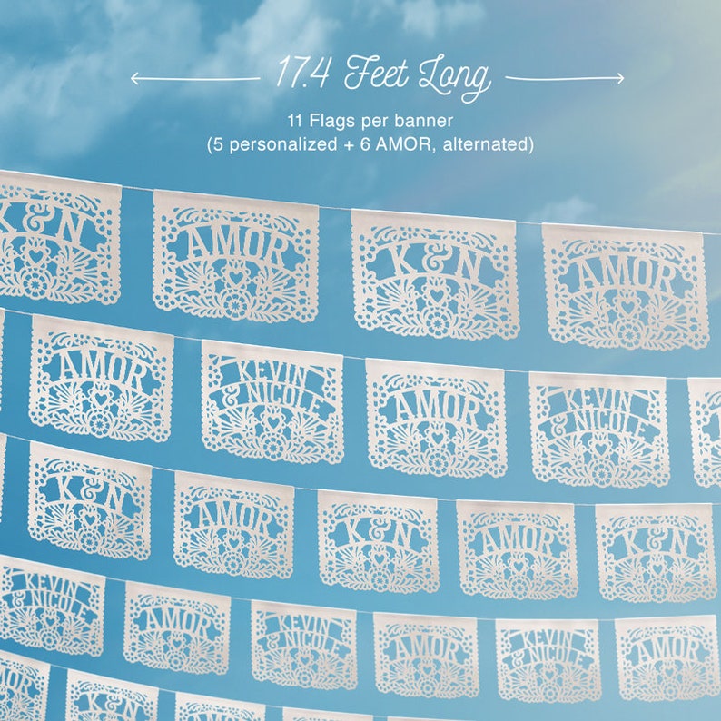 Personalized Papel Picado Banners Amor Flags Personalized Flags image 3