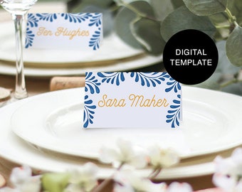 Talavera Editable Place Cards Template | Place Cards Template | Printable DIY Place Cards for Mexican Theme Weddings, Quinceañeras & Fiestas