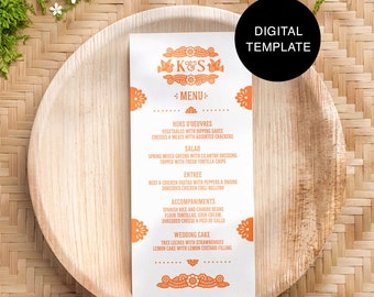 Papel Picado Menu Template | Menu Template | Printable Menu for Mexican Theme Weddings, Wedding Showers, Quinceañeras & Fiestas