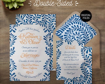 Personalized Talavera Wedding Invitation: Mexican Fiesta (Printable)