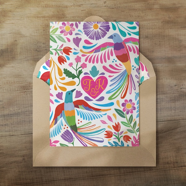 Mexican Wedding Invitations | Personalized Wedding Invitations | Otomi Invitations for Mexican Theme Weddings and Fiestas