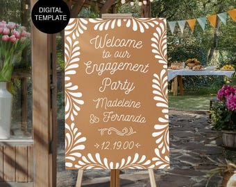 Talavera Engagement Party Welcome Sign Template | Mexican Fiesta Sign Editable Printable | Viva los Novios Decor | Engagement Fiesta Poster