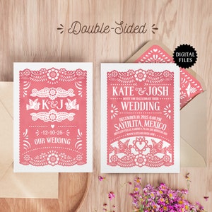 Papel Picado Wedding Invitations | Printable Wedding Invitations | Personalized Printable Wedding Invitations for Mexican Theme Weddings
