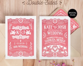 Papel Picado Wedding Invitations: Mexican Fiesta Theme (Printable)
