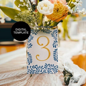 Talavera Table Numbers Template | Table Numbers Digital Template | Editable Table Numbers Template for  Mexican Theme Weddings & Fiestas