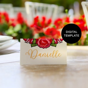 Editable Colorful Place Cards Template | Digital Place Cards Template | Printable Digital Place Cards for Mexican Theme Weddings and Fiestas