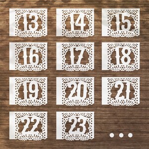 Papel Picado Table Number Flags Papel Picado Suite - Etsy