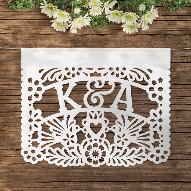 Personalized Papel Picado Banners Amor Flags Personalized Flags image 1