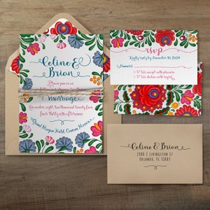 Invitaciones de boda Huipil + tarjetas RSVP / Invitaciones de boda temáticas mexicanas / Fiesta mexicana / Invitaciones de boda florales