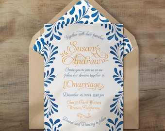 Mexican Wedding Invitations | Personalized Wedding Invitations | Talavera Invitations for Mexican Theme Weddings and Fiestas