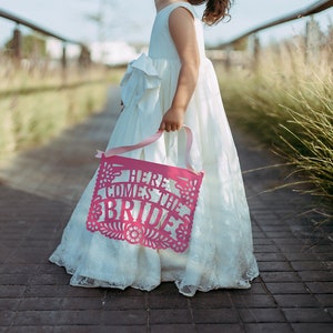 Here Comes the Bride, Please Rise Papel Picado Sign | Flower Girl and Ring Bearer Sign | Wedding Sign for Mexican Theme Weddings