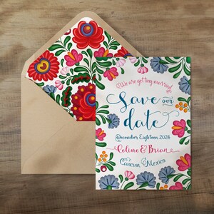 Save the Date Huipil / Invitaciones de boda temáticas mexicanas / Invitaciones de fiesta mexicana / Invitaciones de boda florales