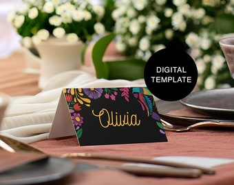 Editable Otomi Place Cards Template | Place Cards Template | Printable DIY Place Cards for Mexican Theme Weddings, Quinceañeras & Fiestas