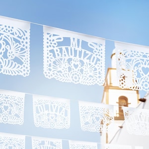 Papel Picado Personalizado para Bautizos | Decoración Tradicional de Papel Picado | Papel Picado para Cielito Lindo y Bautizos Mexicanas