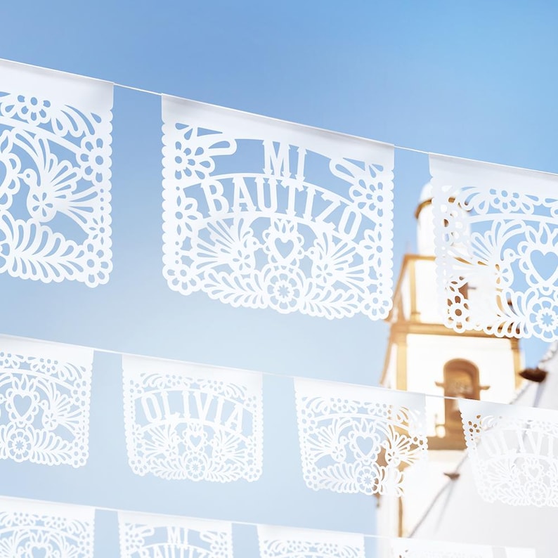 Personalized Papel Picado for Baptisms and Mexican Bautizo Celebrations