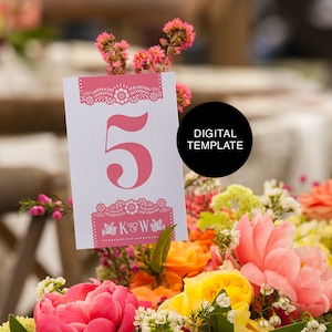 Papel Picado Table Numbers Template | Table Numbers Digital Template | Editable Table Numbers for Mexican Theme Weddings & Fiestas