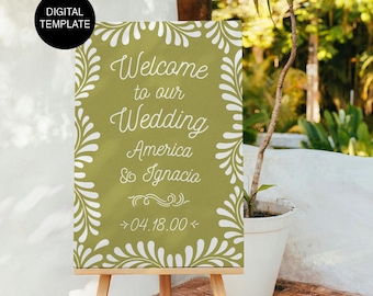 Talavera Welcome Sign Digital Template | Welcome Sign Template | Printable Editable DIY PDF Welcome Sign for Mexican & Destination Wedding
