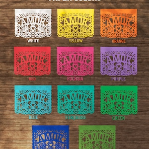 Personalized Papel Picado for Mexican Theme Weddings and Fiestas.