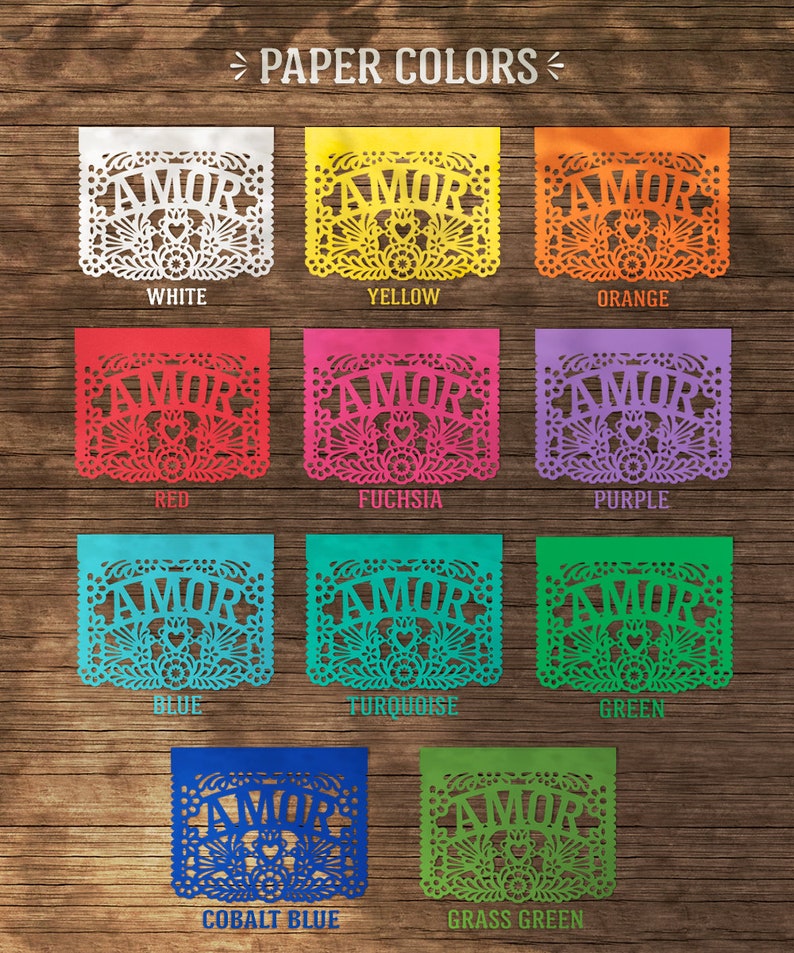 Personalized Papel Picado for Mexican Theme Weddings and Fiestas.