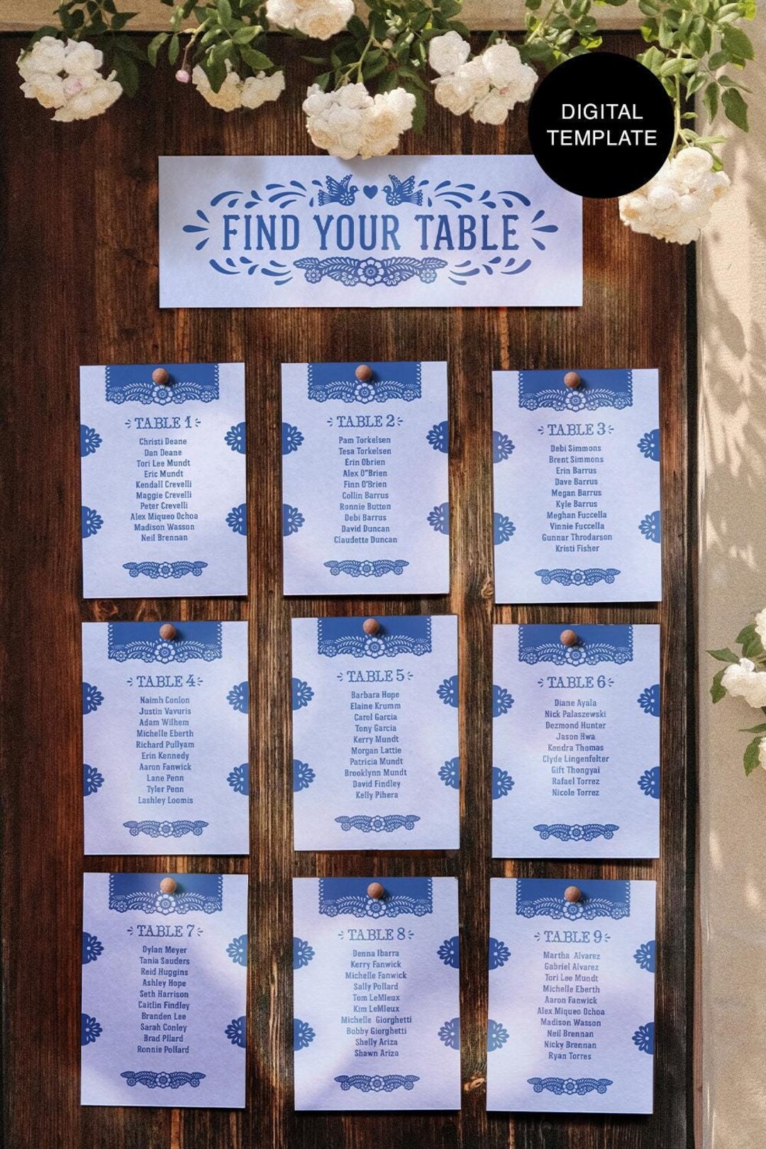 Papel Picado Seating Chart Template | Digital Seating Chart Template ...