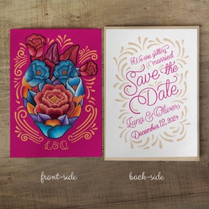 Amorcito Corazon Save the Dates para Boda / Invitaciones de boda florales / Invitaciones de fiesta mexicana/ Invitaciones de boda de destino