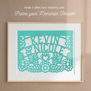 Personalized Papel Picado for Mexican Theme Weddings and Fiestas.